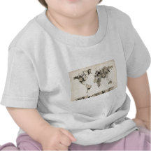 Mapa del mapa del mundo de los relojes viejos camisetas