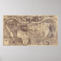 Mapa del mundo 1507 del vintage de Martin Waldseem Impresiones