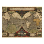Mapa del mundo 1595 del vintage de Jodocus Hondius Anuncio