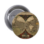 Mapa del mundo 1595 del vintage de Jodocus Hondius Pin