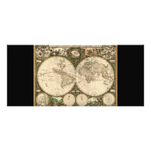Mapa del mundo 1660 de la antigüedad de Frederick  Tarjetas Publicitarias Personalizadas