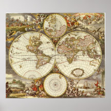 Mapa del mundo antiguo, C. 1680. Por Frederick de  Impresiones