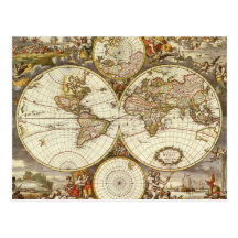 Mapa del mundo antiguo, C. 1680. Por Frederick de  Tarjeta Postal