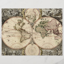 Mapa del mundo antiguo de Nicolao Visscher, circa  Tarjeton