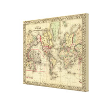 Mapa del mundo con las rutas marítimas de los expl impresiones de lienzo