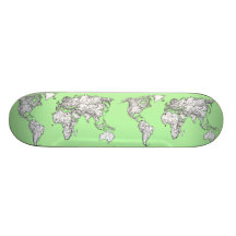 Mapa del mundo de la verde lima tabla de skate