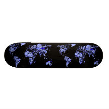 Mapa del mundo del negro azul patin personalizado