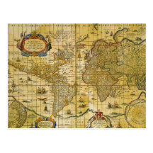 Mapa del mundo del vintage postales