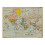 Mapa del mundo del vintage tarjetas postales