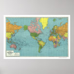 Mapa del mundo detallado 1942 de WWII Impresiones
