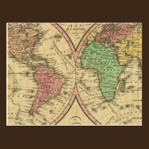 Mapa del mundo en la proyección globular tarjetas postales
