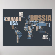 Mapa del mundo en palabras posters