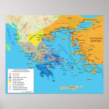 Mapa del mundo griego durante guerras del persa de poster