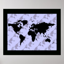 mapa del mundo negro gráfico posters