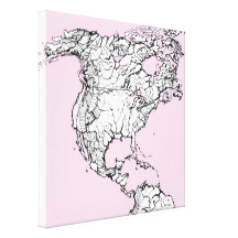 mapa del mundo rosado impresion en lona