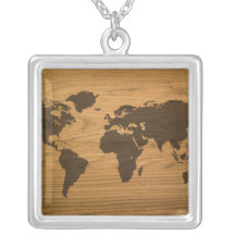 Mapa del mundo texturizado viruta joyerias personalizadas