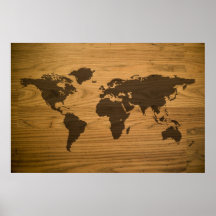 Mapa del mundo texturizado viruta poster