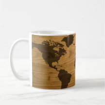 Mapa del mundo texturizado viruta taza de café