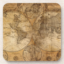 Mapa del mundo viejo del vintage posavasos
