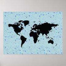 mapa del mundo y las estrellas poster