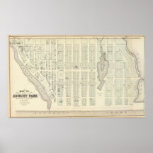 Mapa del parque de Asbury, el condado de Monmouth, Posters