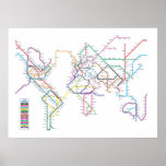 Mapa del subterráneo del metro del mundo posters