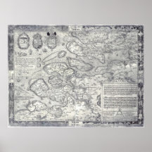 Mapa del vintage 1560 de Selandia Países Bajos Dev Poster