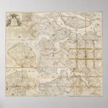 Mapa del vintage 1785 de Selandia Países Bajos Poster
