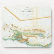 Mapa del vintage de California (1854) Tapete De Raton