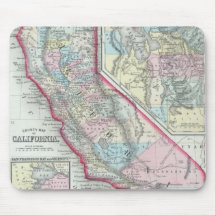 Mapa del vintage de California (1860) Alfombrilla De Raton