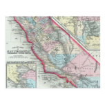 Mapa del vintage de California (1860) Tarjeta Postal