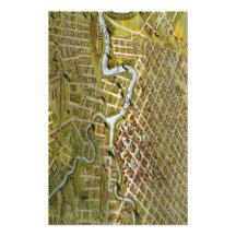 Mapa del vintage de Houston Tejas (1891) Papeleria Personalizada