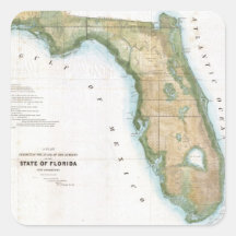 Mapa del vintage de la Florida (1848) Colcomanias Cuadradases