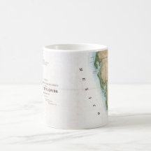 Mapa del vintage de la Florida (1848) Tazas De Café