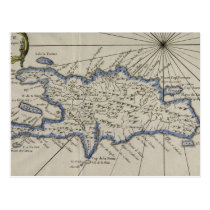 Mapa del vintage de la República Dominicana (1750) tarjetas postales