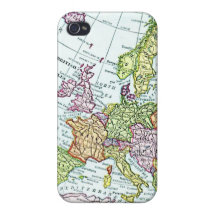Mapa del vintage de los pasteles coloridos de Euro iPhone 4/4S Funda