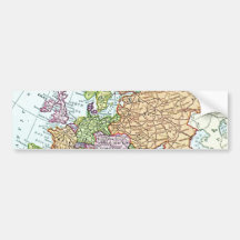 Mapa del vintage de los pasteles coloridos de Euro Pegatina De Parachoque