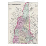 Mapa del vintage de New Hampshire (1855) Tarjetón