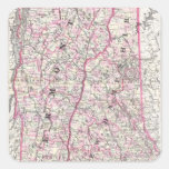 Mapa del vintage de New Hampshire y de Vermont (18 Calcomanía Cuadradas