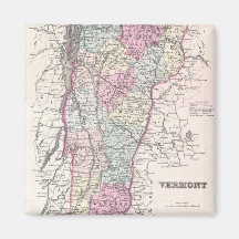 Mapa del vintage de Vermont (1855) Imanes
