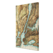 Mapa del vintage del puerto de Nueva York (1864) Impresión En Lona Estirada