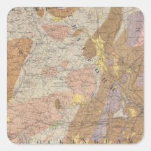 Mapa geológico de New Hampshire 4 Calcomanías Cuadradass