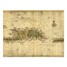 Mapa histórico 1639 de La Española - Joan Vinckebo Invitacion Personalizada