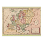 Mapa histórico 1721 de Europa Tarjeta Postal