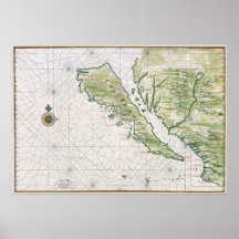 Mapa histórico de California como isla Posters