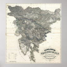 Mapa histórico de Eslovenia 1848 Posters