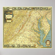 Mapa histórico de la C.C. de Washington en 1939 Poster