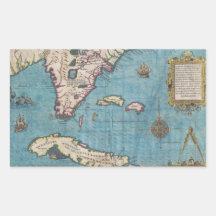 Mapa histórico de la Florida (1591) Rectangular Pegatinas