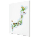 Mapa ilustrado de Japón antiguo Lona Estirada Galerías