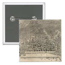 Mapa ilustrado del vintage de Chicago (1916) Pins